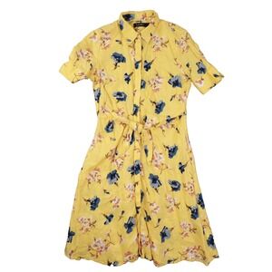 Lauren Ralph Lauren Black Label Yellow Floral Linen Shirt Dress Women's 6